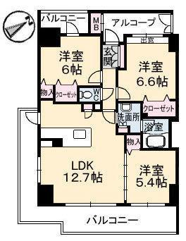 グランマスト富安(3LDK/7階)の間取り写真