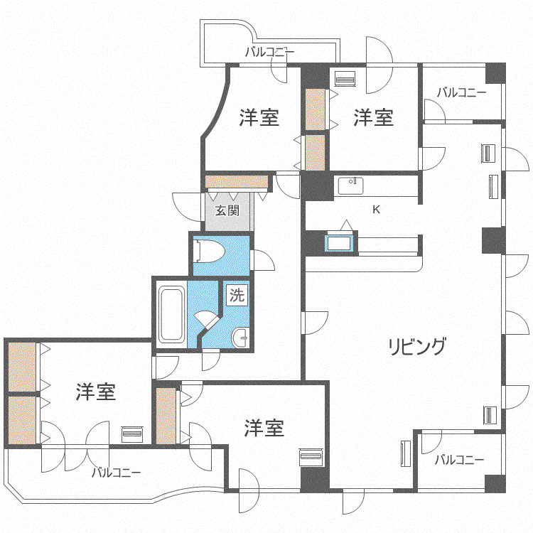 ビッグパレス西線ウエスト(4LDK/11階)の間取り写真