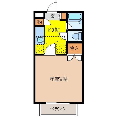 ファンタジー21 D棟(1K/1階)の間取り写真
