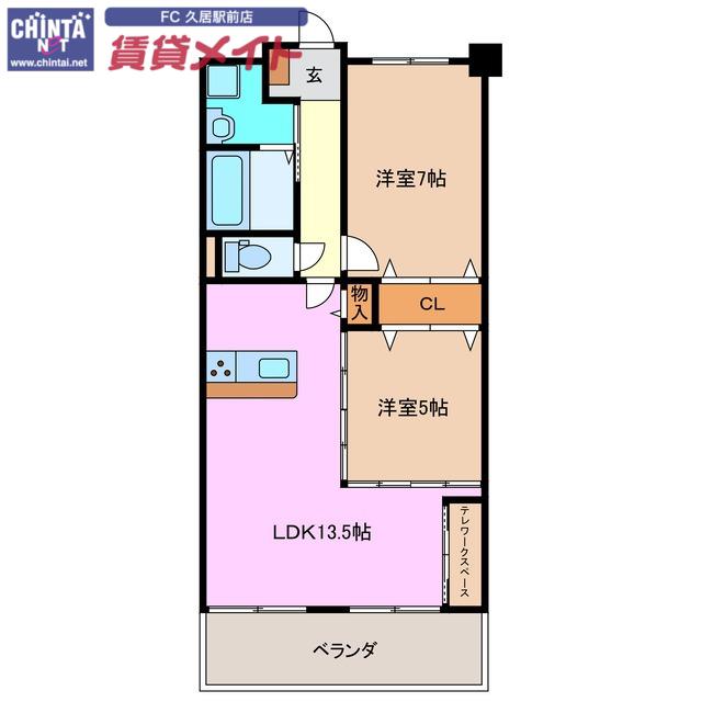 メゾンドゥールI(2LDK/1階)の間取り写真