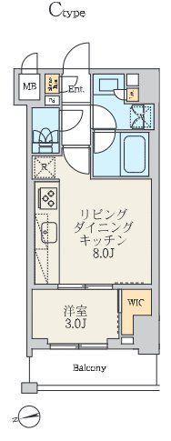 クレストコート北千住レジデンス(1LDK/7階)の間取り写真