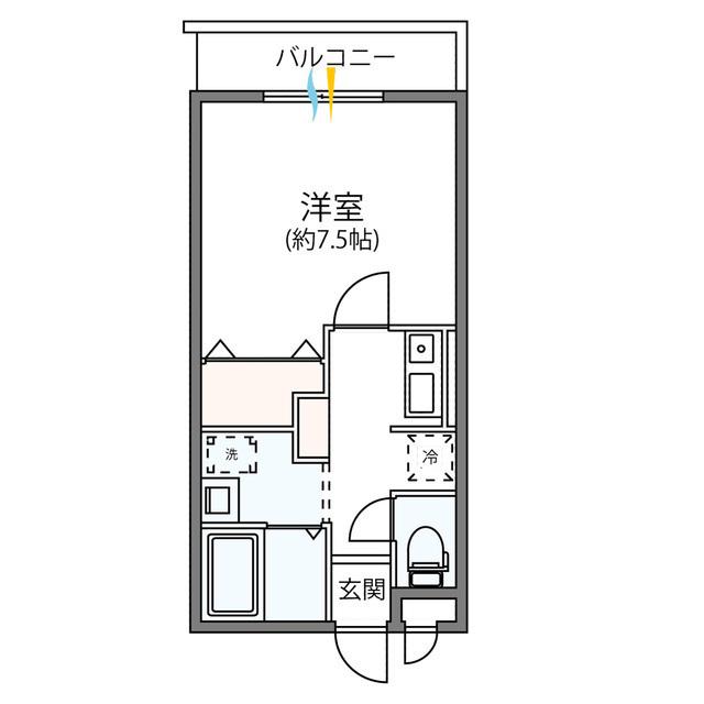 CREST SHINYA(1K/3階)の間取り写真