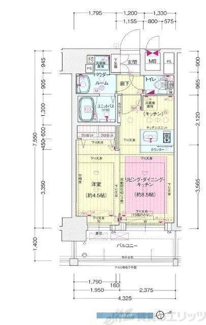 プレサンス新大阪ザシティ(1LDK/13階)の間取り写真