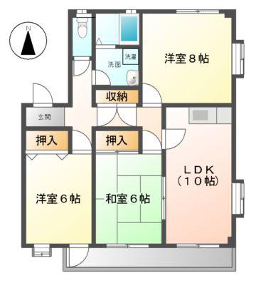 タウンハウス郷(3LDK/2階)の間取り写真