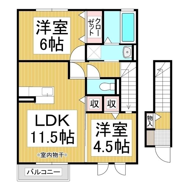 トミユウ・ウチガワラ(2LDK/2階)の間取り写真