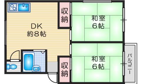 光荘(2DK/1階)の間取り写真