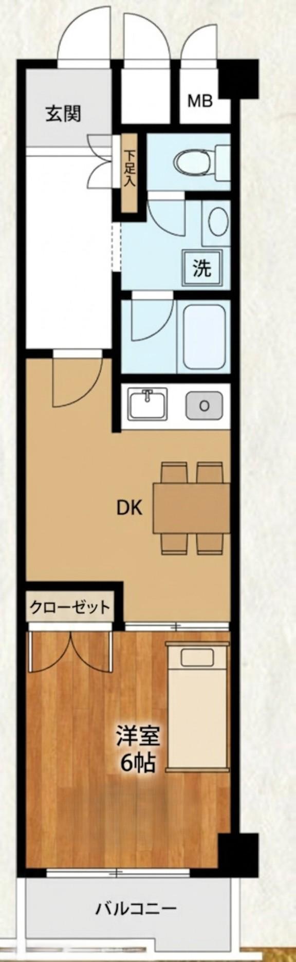 ライオンズマンション甲子園口(1DK/2階)の間取り写真
