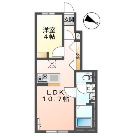 渡橋町アパート(1LDK/1階)の間取り写真