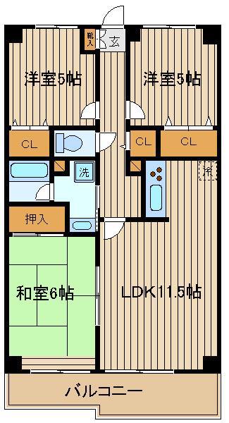 カーサエストゥペンダ奥住(3LDK/7階)の間取り写真
