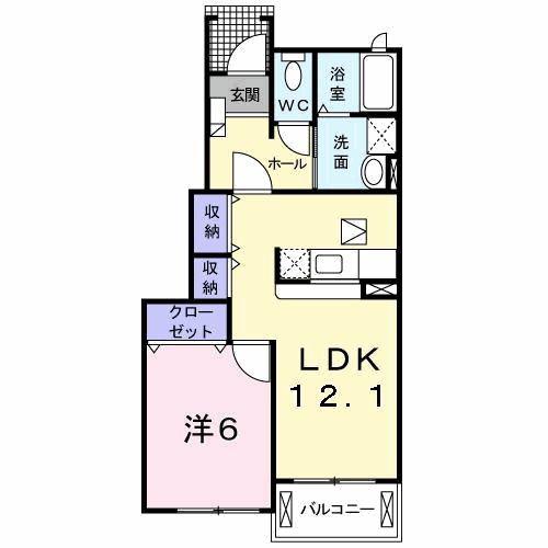 シャン・プレ・ロジュマンII(1LDK/1階)の間取り写真