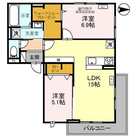 VIE L ECLAT(2LDK/3階)の間取り写真