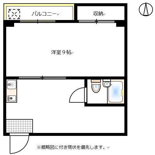 プレアール東古松(1DK/2階)の間取り写真