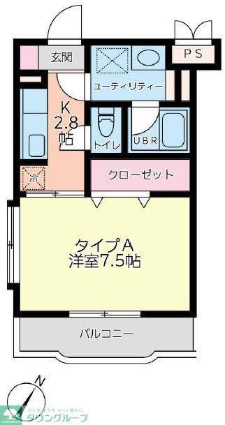 グランフォート(1K/2階)の間取り写真