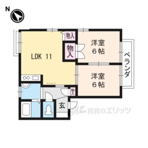 スリーパブリック B棟(2LDK/2階)の間取り写真