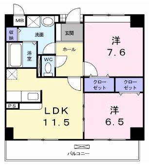 グランデフィオーレ(2LDK/2階)の間取り写真