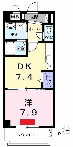 カルムヴィラ・清(1DK/3階)の間取り写真