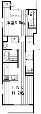 アルムヨシダ(1LDK/4階)の間取り写真