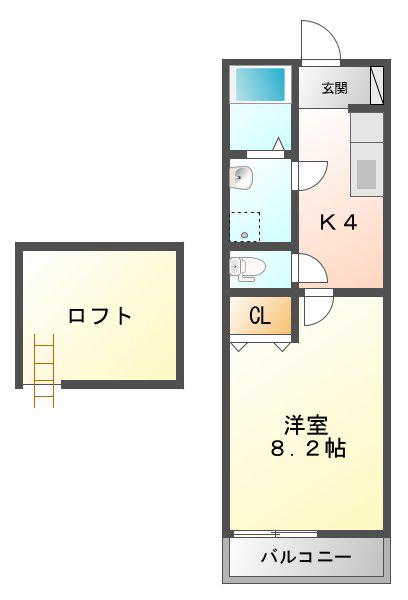 トップハウス南玉垣 II棟(1K/2階)の間取り写真