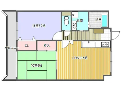 ルネッサンス宮ノ尾II(2LDK/6階)の間取り写真