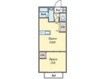 フェアコートキタヤマ(1LDK/2階)の間取り写真