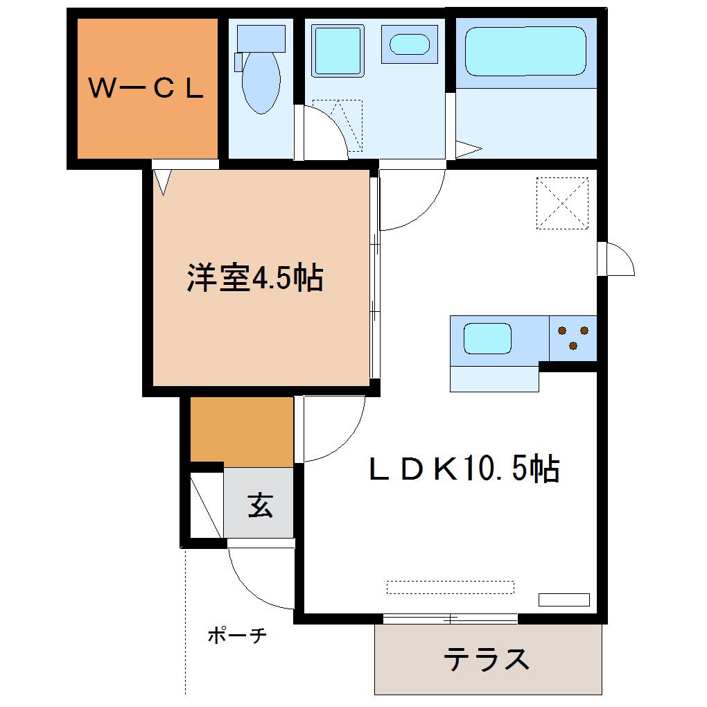 イン・ハピネスIII(1LDK/1階)の間取り写真