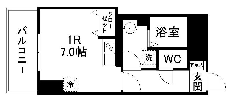 グラン・ドミール小田原弓ノ町(ワンルーム/12階)の間取り写真