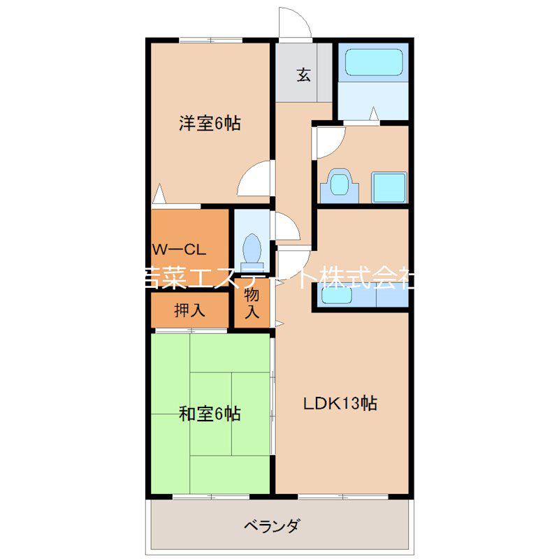 ステラ・コート弐番館(2LDK/1階)の間取り写真