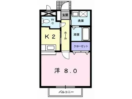 サンフィールド(1K/2階)の間取り写真