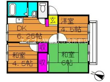 ガーデン三宅ハイツA棟(3DK/2階)の間取り写真