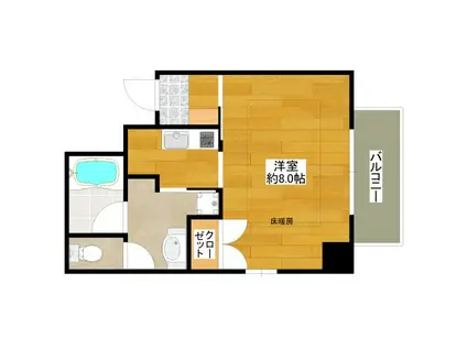 サンロワール江坂リュッセ(1K/8階)の間取り写真