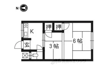 南大入荘(2K/2階)の間取り写真