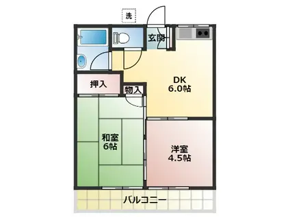 マーシャルハイツ矢崎(2DK/2階)の間取り写真