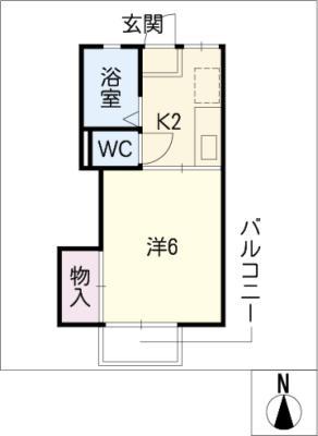 アーバン折立 南棟(1K/1階)の間取り写真