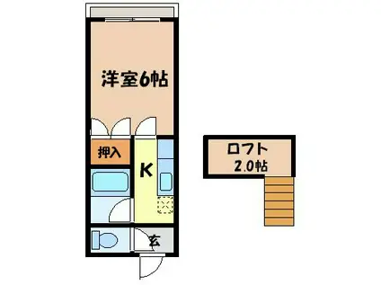 シャトーコスモ(1K/2階)の間取り写真