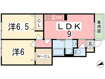コンフォート佐良和II(2LDK/1階)の間取り写真