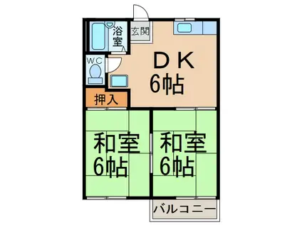 フォーブル野田II(2DK/2階)の間取り写真