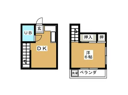 フラット白山1号棟(1DK/1階)の間取り写真