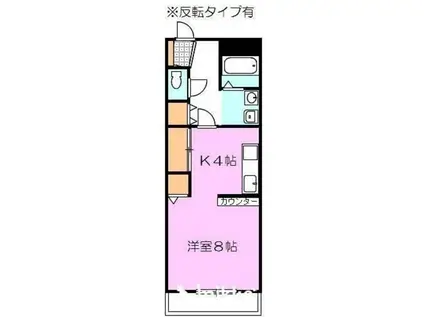高松琴平電鉄長尾線 水田駅 徒歩6分 3階建 築26年(1K/3階)の間取り写真