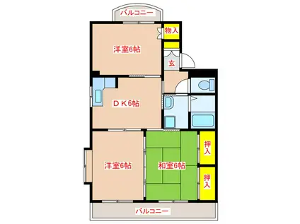 ヴィラエクシードI(3DK/3階)の間取り写真