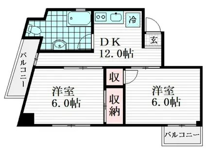 メイゾンオーク(2DK/5階)の間取り写真