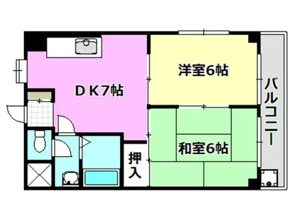摂津第七マンション(2DK/3階)の間取り写真