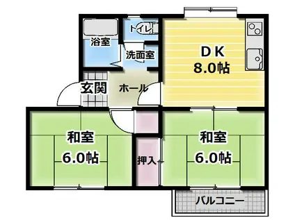 メゾン舞(2DK/2階)の間取り写真
