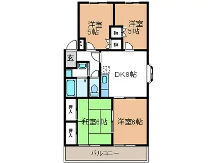 ひまわりハイツ(4DK/4階)の間取り写真