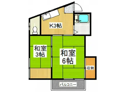 横田荘(2K/2階)の間取り写真