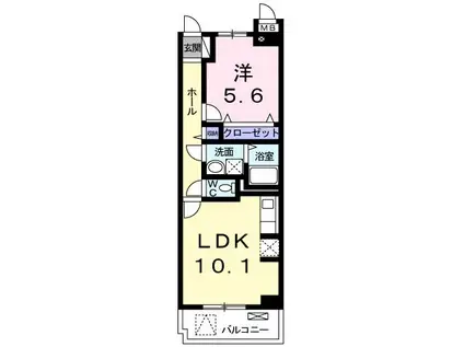 プラシード・レジデンス 鎌倉(1LDK/2階)の間取り写真
