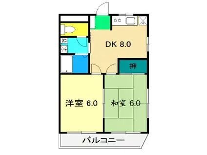 エスポアールおがわ(2DK/3階)の間取り写真