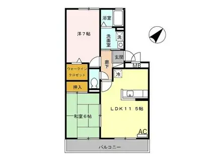 ロイヤルハイカムールST(2LDK/3階)の間取り写真