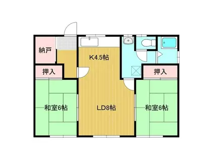 松谷ハイツ(2LDK/1階)の間取り写真