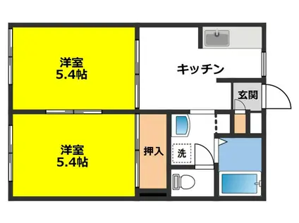 ディアス中津川E(2K/1階)の間取り写真