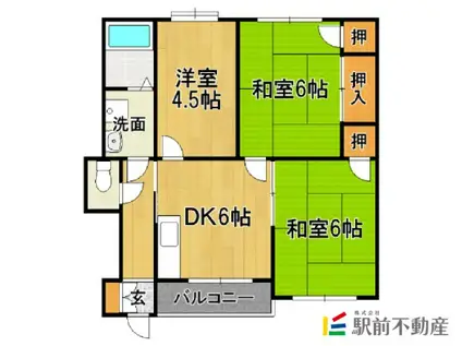 メゾンドール若楠(3DK/2階)の間取り写真